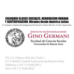 Coloquio Clases sociales, Renovación urbana y Gentrificación. Miradas desde América Latina