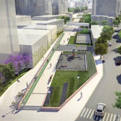 Almagro: construyen una plaza sobre las vías del tren Sarmiento